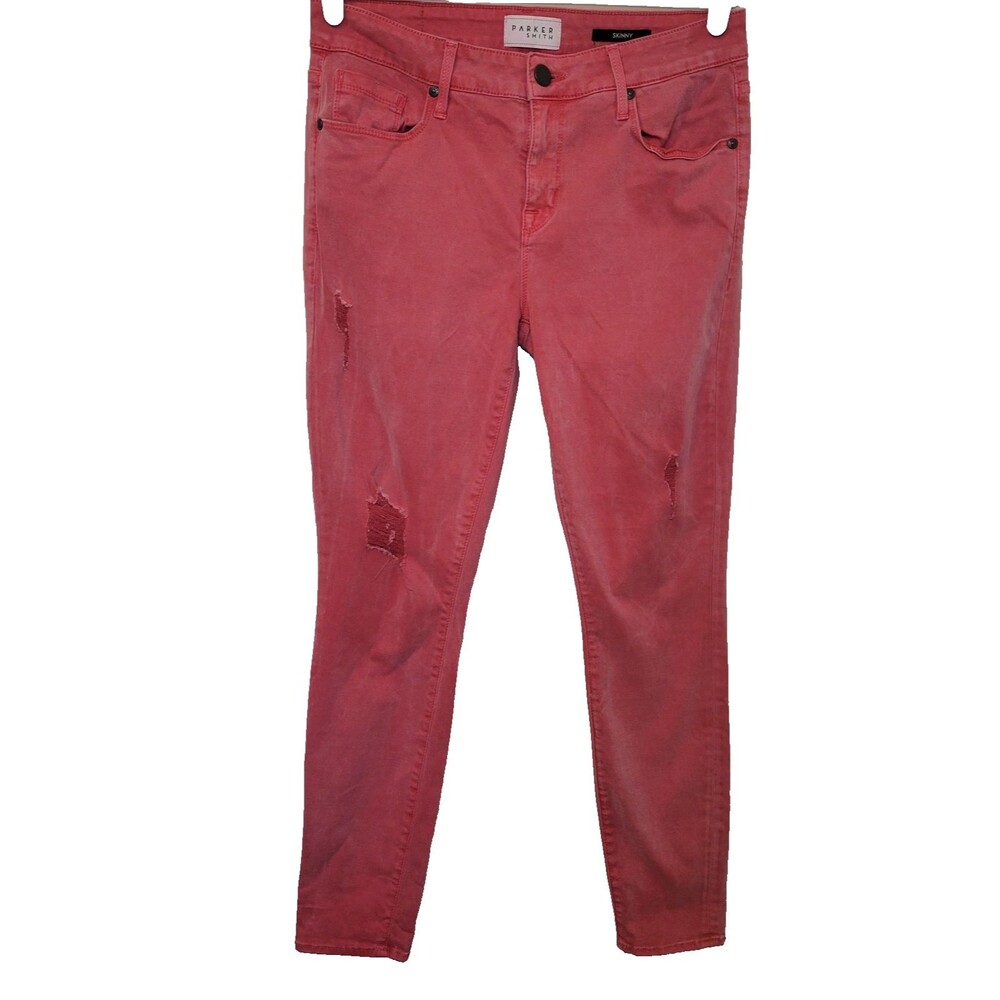 Parker Smith Skinny Jeans Women’s Size 29 Pink Distressed Stretch Denim Mid Rise